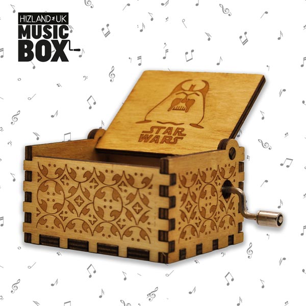 thumbnail image 2 of Pursuestar Black Wood Hand Crank Laser Engraved Vintage Wooden Usic 2 of 10