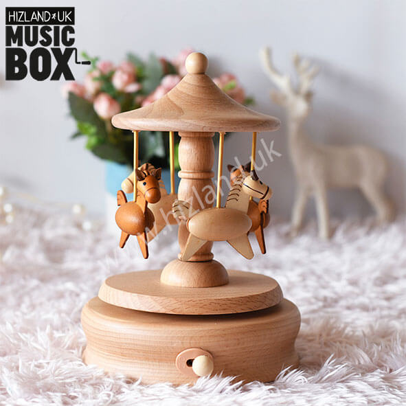 Wooden Carousel Horse Music Box | Merry Go Round